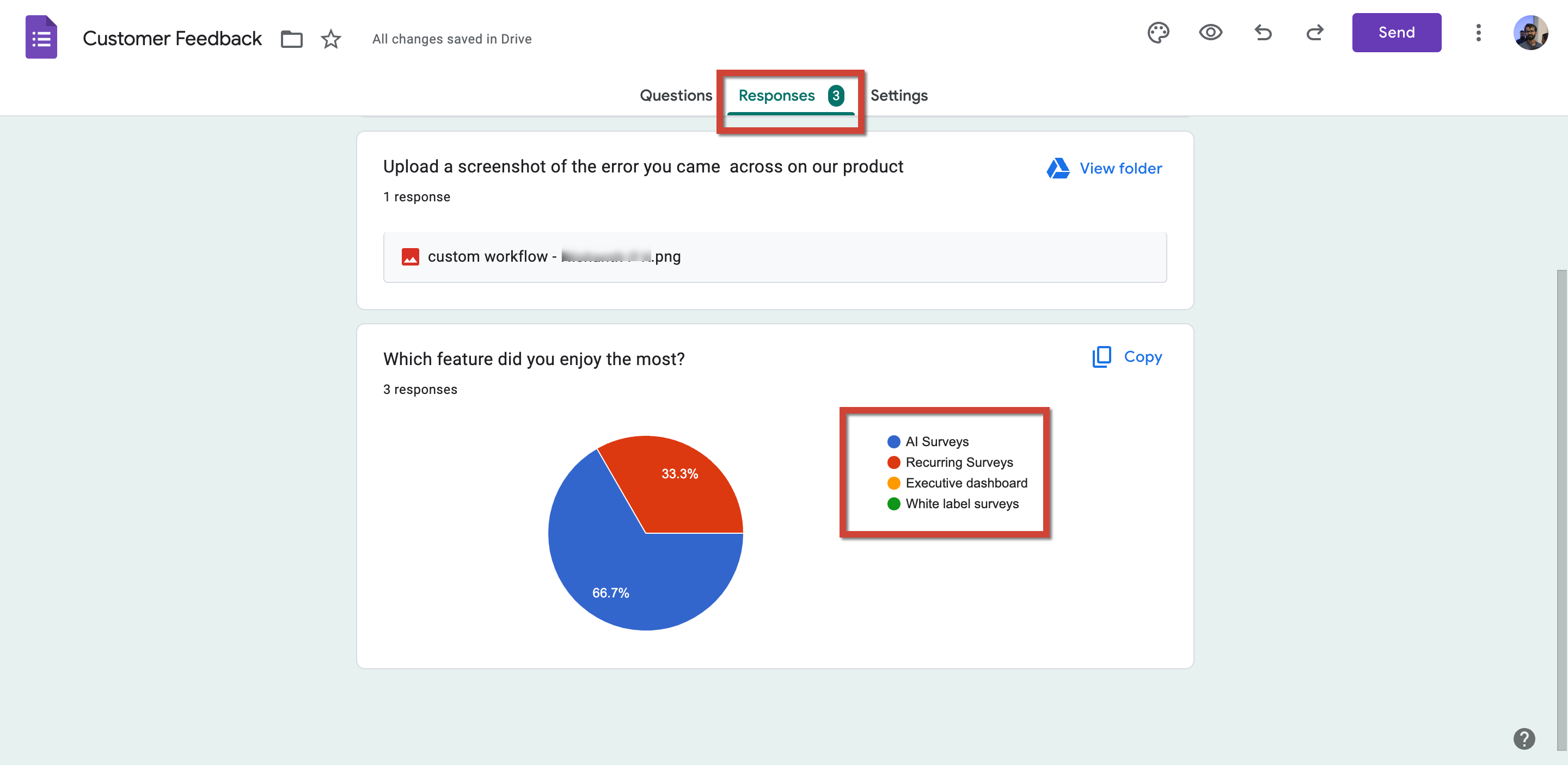 Analyze survey results on google forms