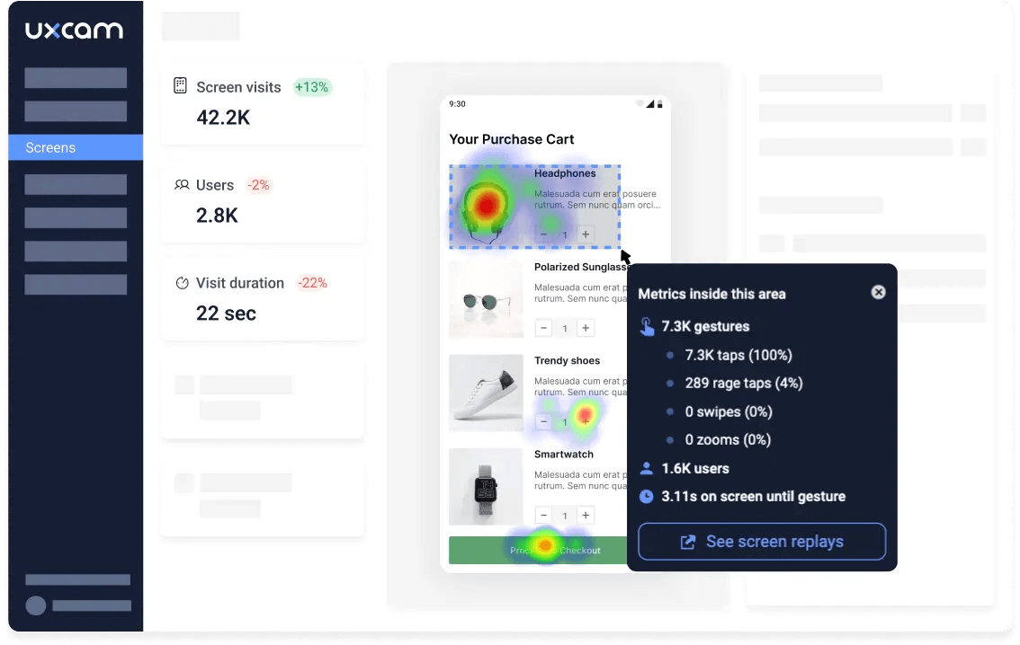 Heatmap in customer analytic tool - UXCam