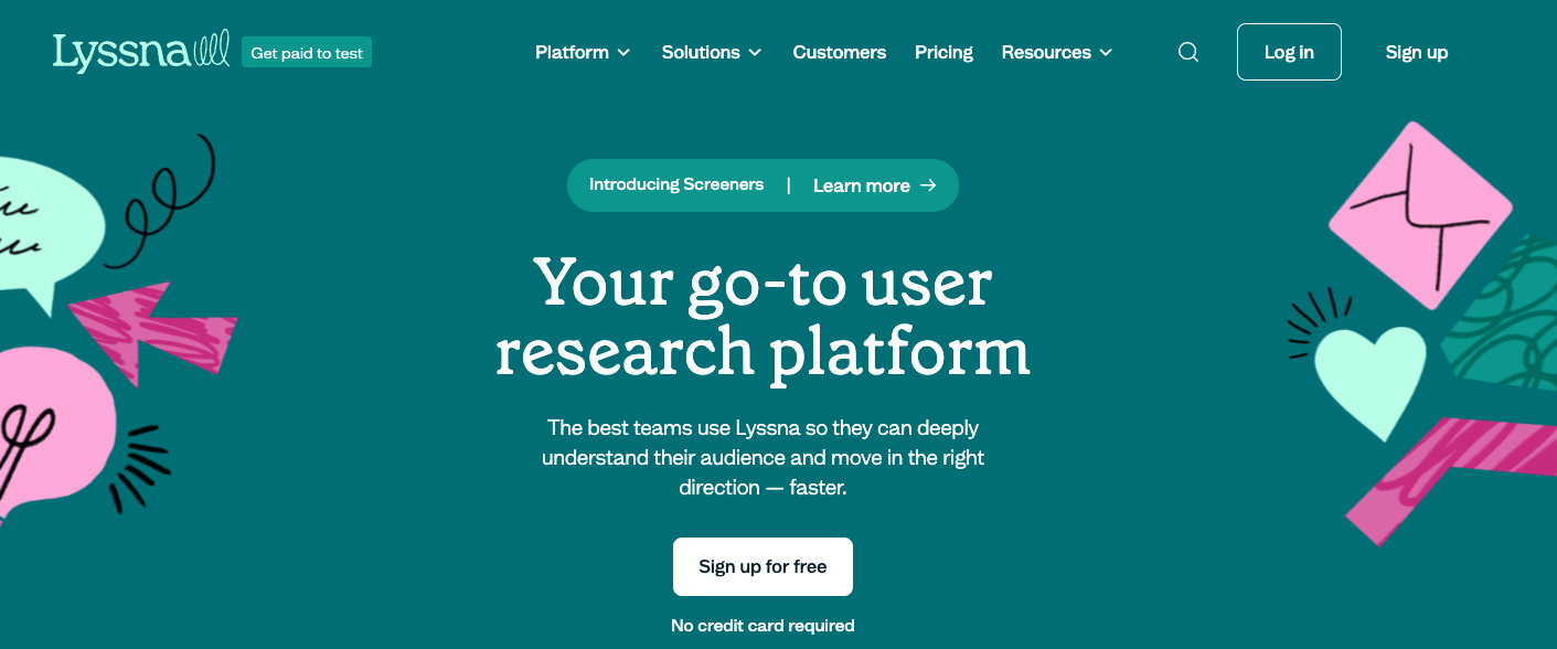 Homepage of the usability testing tool - Lyssna